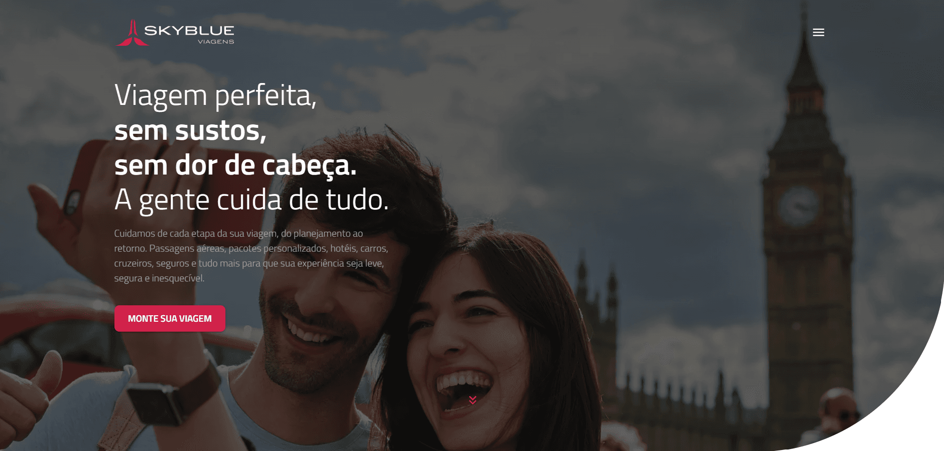 Projeto digital desenvolvido para Skyblue Viagens